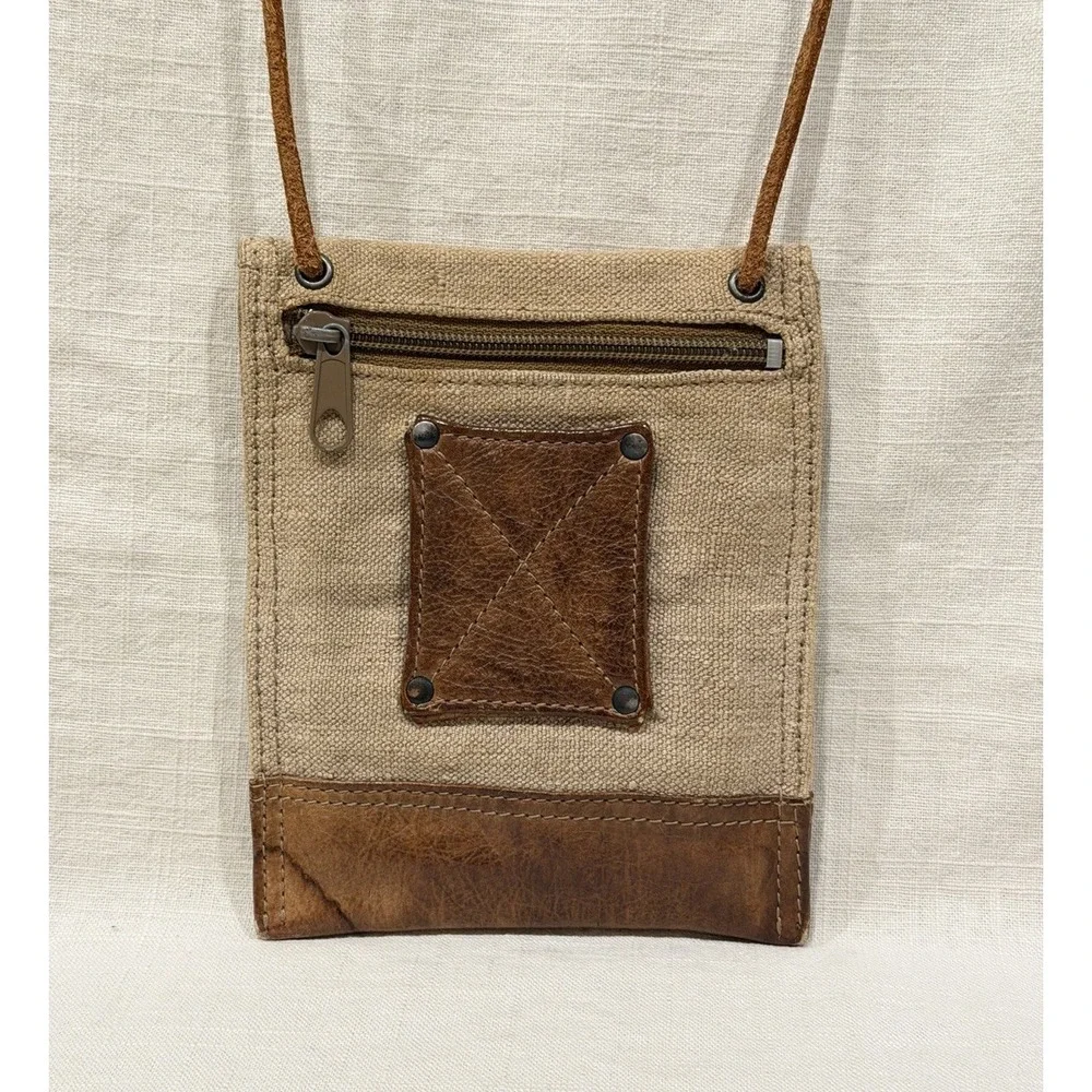 Vintage 80s Banana Republic Safari Linen & Leather Travel Pouch Strap Italy